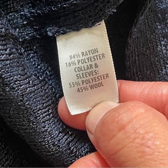 ST JOHN SPORT Loose fit Knit Sweater Size L Navy full zipper - Picture 9 of 15